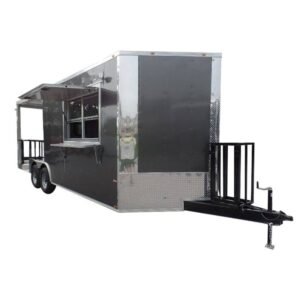 8.5 x 22 Charcoal Gray BBQ Concession Food Trailer