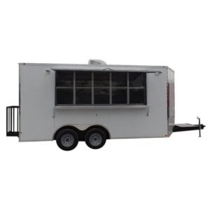 8.5 x 16 White Catering Trailer - Oversized 10-Foot Service Window