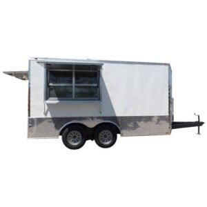 8.5 x 14 White Concession Trailer - Dual 5-Foot Windows & Full Utilities