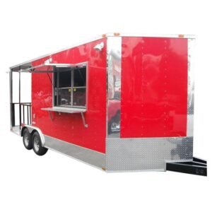 8.5 x 20 Red BBQ Smoker Vending Food Trailer