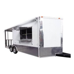 8.5 x 20 White BBQ Smoker Catering Concession Trailer