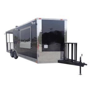 8.5 x 20 Black BBQ Smoker Enclosed Kitchen Trailer