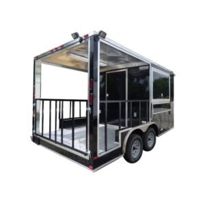8.5 x 14 BBQ Concession Trailer - Black with Smoker Deck & Kitchen