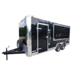 8.5 x 18 Black Pizza Vending Food Kitchen Trailer
