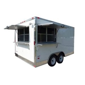 8.5 x 14 White Dual-Window Concession Catering Trailer