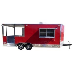 8.5 x 20 Red BBQ Smoker Concession Catering Trailer