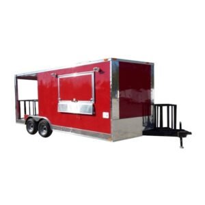 8.5 x 17 Red BBQ Trailer - Porch Style with Torsion Axles & Sink Package