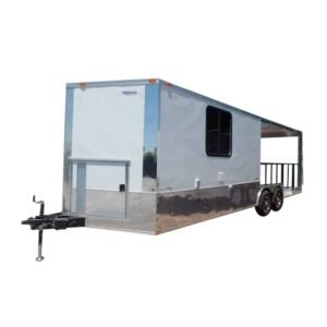 8.5 x 24 White V-Nose Concession BBQ Catering Trailer