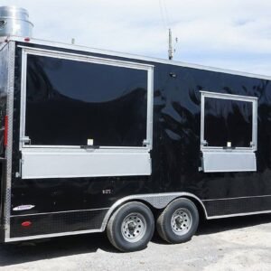 8.5 x 18 Black Porch Trailer - 7-Foot Porch, 11-Foot Kitchen & Spare