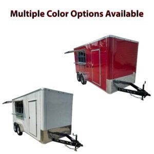 7 x 16 Flat Front Concession Trailer - Full Sink Package, Dual Axles