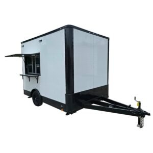 8.5 x 12 White Flat Front Trailer - Blackout Trim, Tall 8-Foot Interior