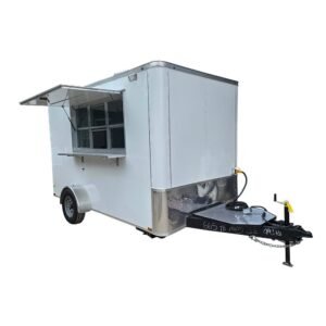7 x 12 White Flat Front Trailer - Tall 7-Foot-6 Interior, 100-Amp