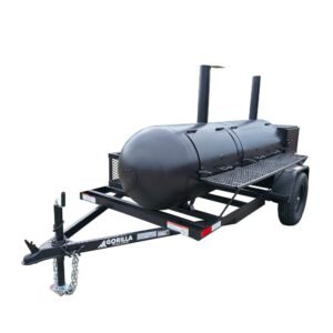 300 Gallon BBQ Smoker Trailer - Two-Door Reverse Flow with Front Charcoal Grill