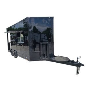 8.5 x 16 Black Porch Concession Trailer - 4-Foot Porch, 8-Foot Interior