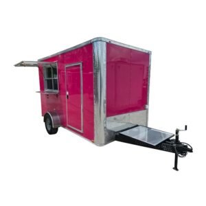 7 x 12 Pink Concession Trailer - Flat Front Catering & Event Unit