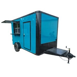 7 x 12 Water Blue Flat Front Concession Catering Trailer