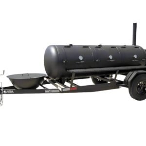 330 Gallon Pull-Behind BBQ Smoker - Round Tongue Grill, Quarter-Inch Barrel