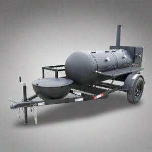 250 Gallon Charcoal Grill Smoker - Pull-Behind with Round Tongue Grill