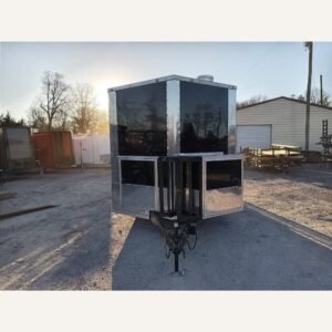 8.5 x 20 Black Porch Concession Food Catering Trailer