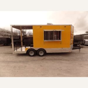 8.5 x 17 BBQ Porch Trailer - Dual Windows, Marquee & Porch Service