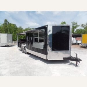 8.5 x 24 Black Porch Style Concession Food Trailer