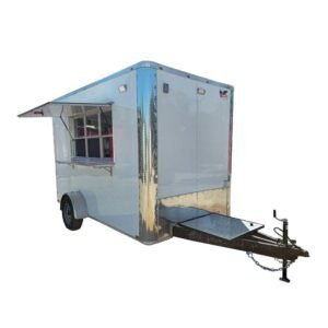 7 x 12 White Hot Dog Concession Catering Trailer