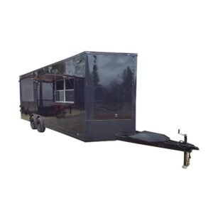 8.5 x 22 Black BBQ Screened Porch Concession Trailer