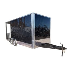 8.5 x 20 Black Porch Trailer - Double I-Beam Porch, 14-Foot Kitchen