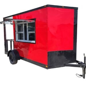 7 x 12 Red Patio Concession Merchandising Food Trailer